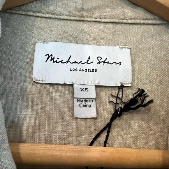 NWT Michael Stars Linen Anorak Jacket Cargo Pockets Oatmeal Sz XS Zip Button - Picture 11 of 16